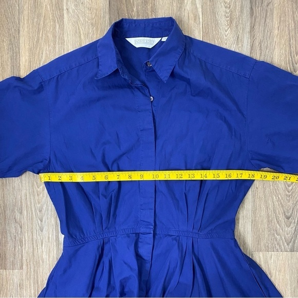 Vtg LANDS’ END Vintage Cobalt Navy blue pleated Shirt Dress Womens size M - Picture 11 of 12